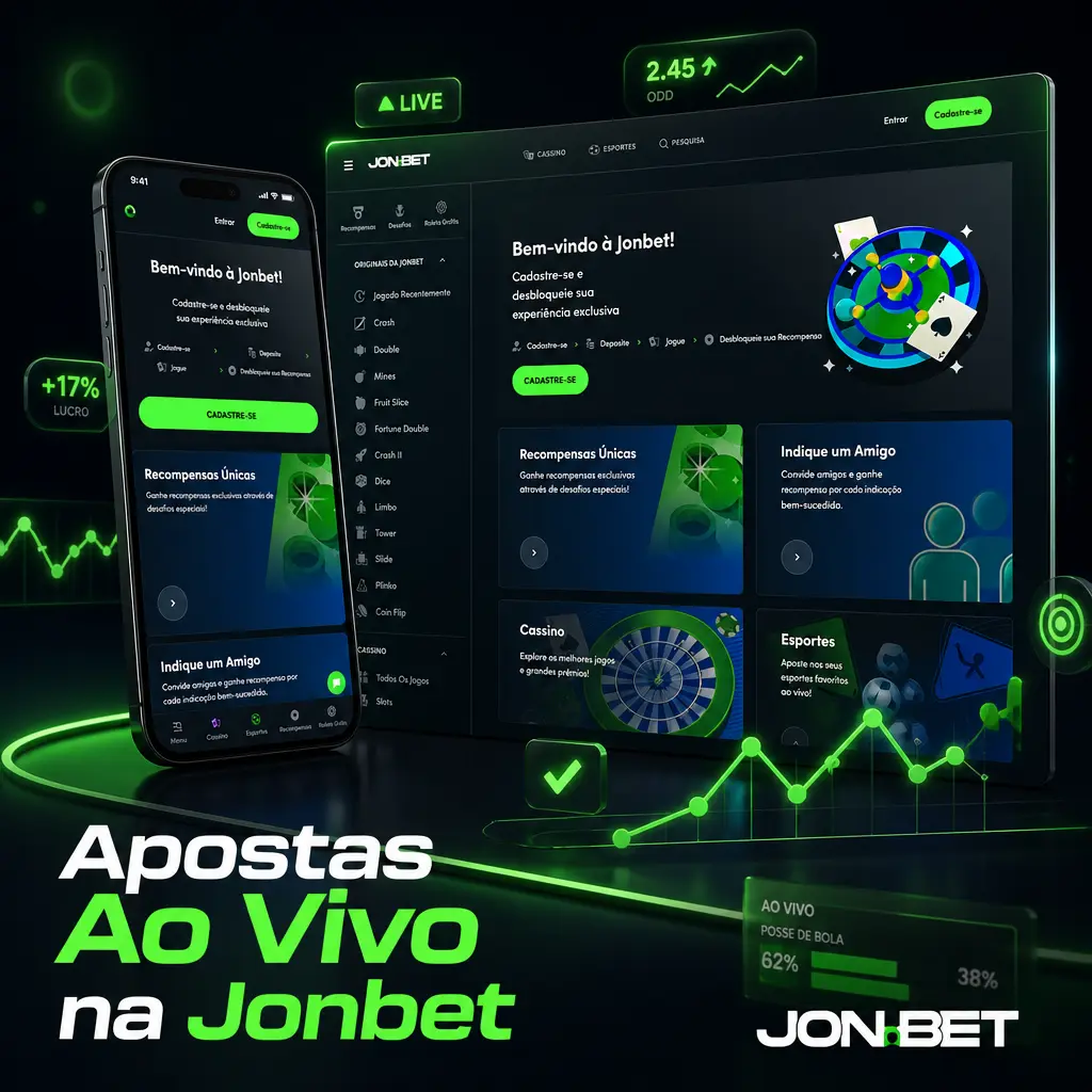 Apostas ao vivo na Jonbet com odds atualizadas, estatísticas em tempo real e cash-out em futebol, basquete, tênis e esports.