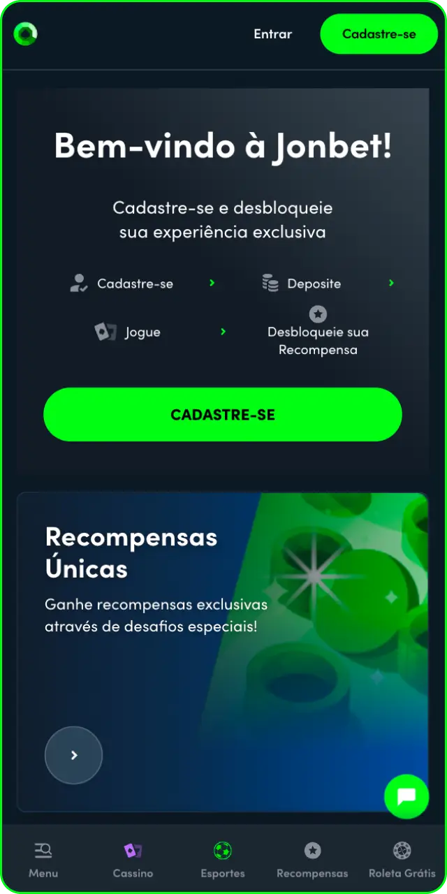 Explore a interface inicial do aplicativo Jonbet e comece a jogar.