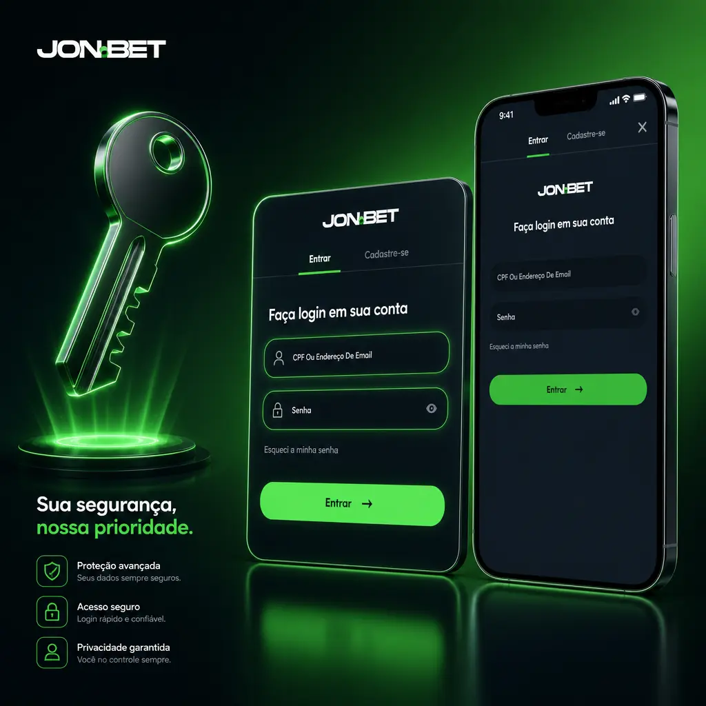 Tela de login da Jonbet no Brasil mostrando campos para e-mail, senha e acesso rápido à conta