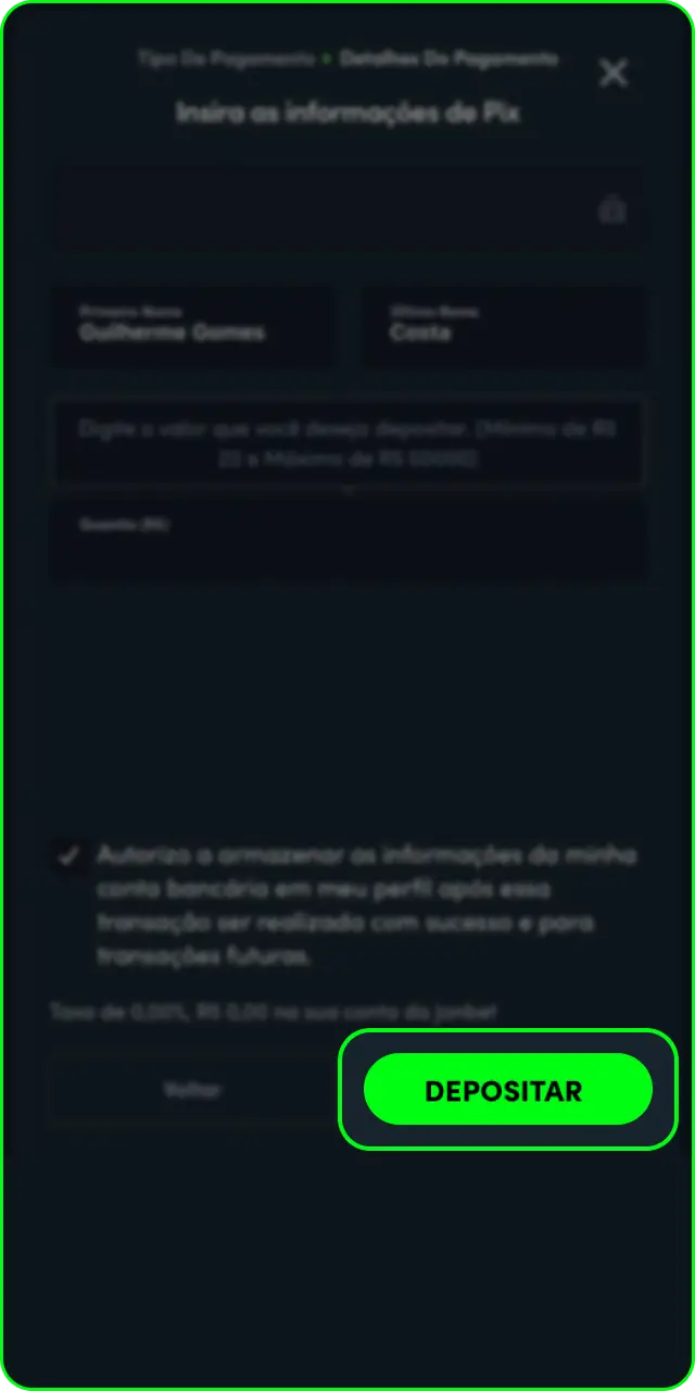Confirme a transação para concluir o seu depósito na Jonbet.