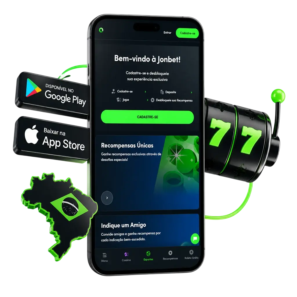Aplicativo móvel Jonbet para jogar slots em smartphones Android e iOS com interface rápida e intuitiva.