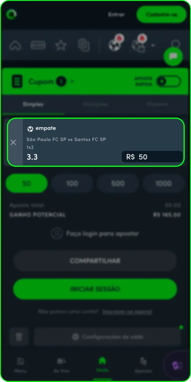 Defina o valor do seu palpite para apostar na Jonbet.