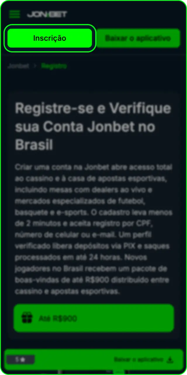 Baixe o aplicativo no seu celular para se registrar na Jonbet.